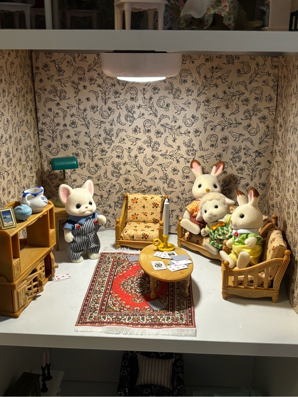 Sylvanian Families or Calico Critters Vintage Style Bunny Family Living Room Set